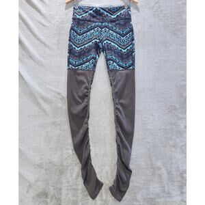 ALO Yoga Womens Blue Geometric Print Goddess Ribbed Leggings Size Medium Stretch